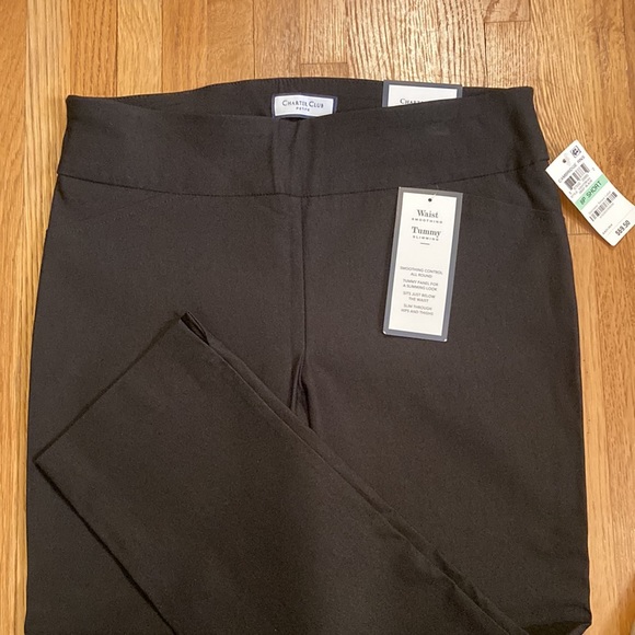 NWT Charter Club Cambridge Slim Leg Black Pull On Pants, size 8P SHORT - Picture 2 of 5
